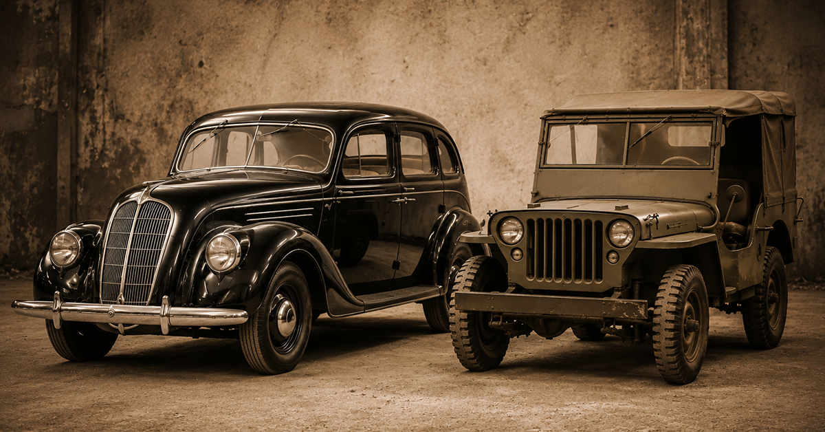 1936 Toyota Model AA and 1951 Land Cruiser founding era